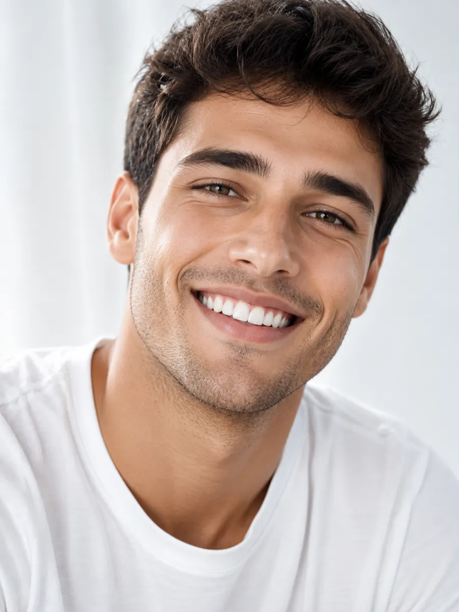 Paciente sorrindo após clareamento dental